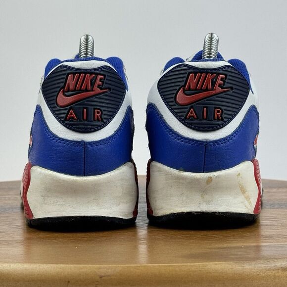 Big Kids Nike Air Max 90 LTR GS Retro White Blue Red Sneakers Shoes Size 7 Y GUC - Picture 4 of 11